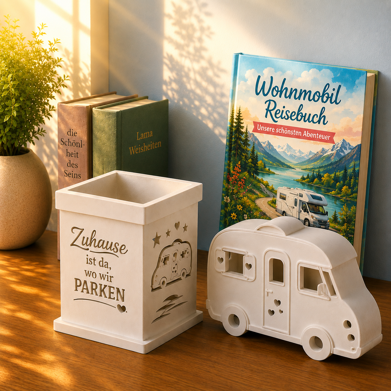 Wohnmobil Set "Windlicht "Camperglück"  & Deko Wohnmobil "Große Fahrt" - Versandkostenfrei