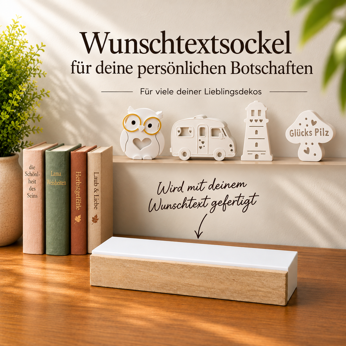 Personalisierbarer Wunschtextsockel mit Wunschtextsockel